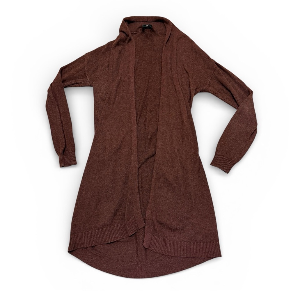 H&M Long Red/Brown Cardigan Woman’s Size Medium - Picture 2 of 8